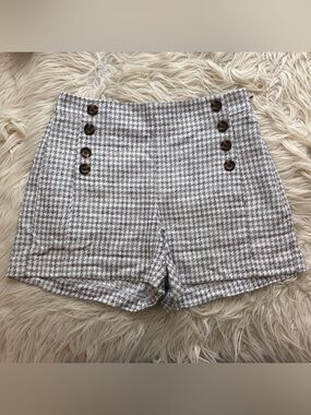 Ann Taylor Shorts Houndstooth Sailor Nautical Tweed Cotton Hemp Women’s Size 2